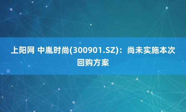 上阳网 中胤时尚(300901.SZ)：尚未实施本次回购方案