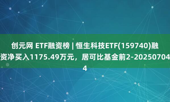 创元网 ETF融资榜 | 恒生科技ETF(159740)融资净买入1175.49万元，居可比基金前2-20250704